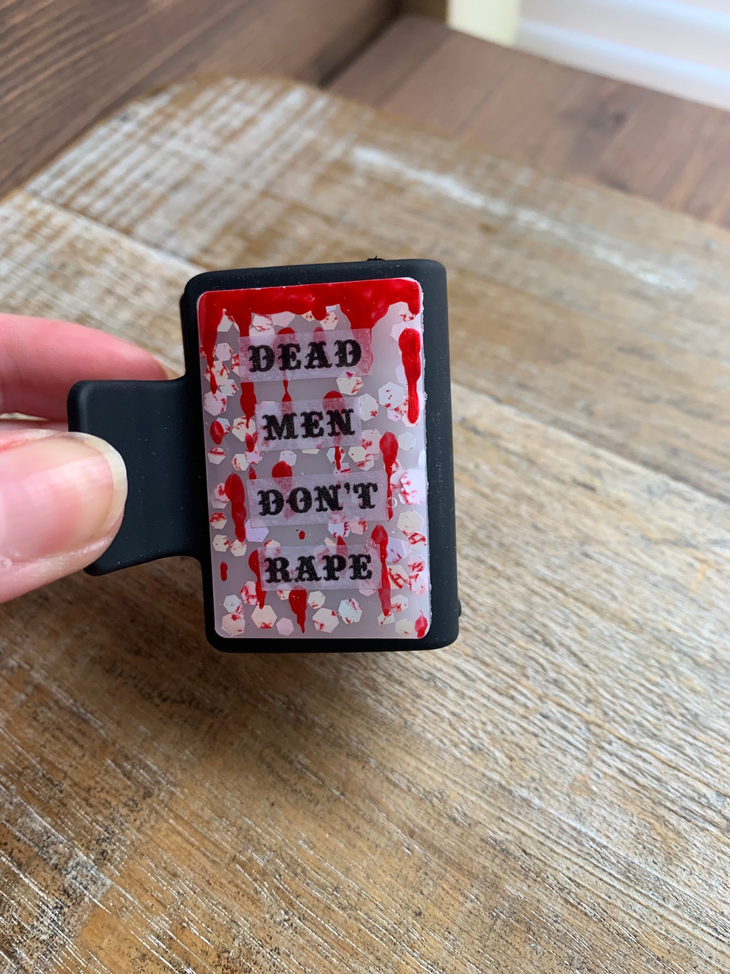 Dead Men Don’t Rape Resin Small Hair Claw Bloody Feminist Glitter Hair Clip Accessory