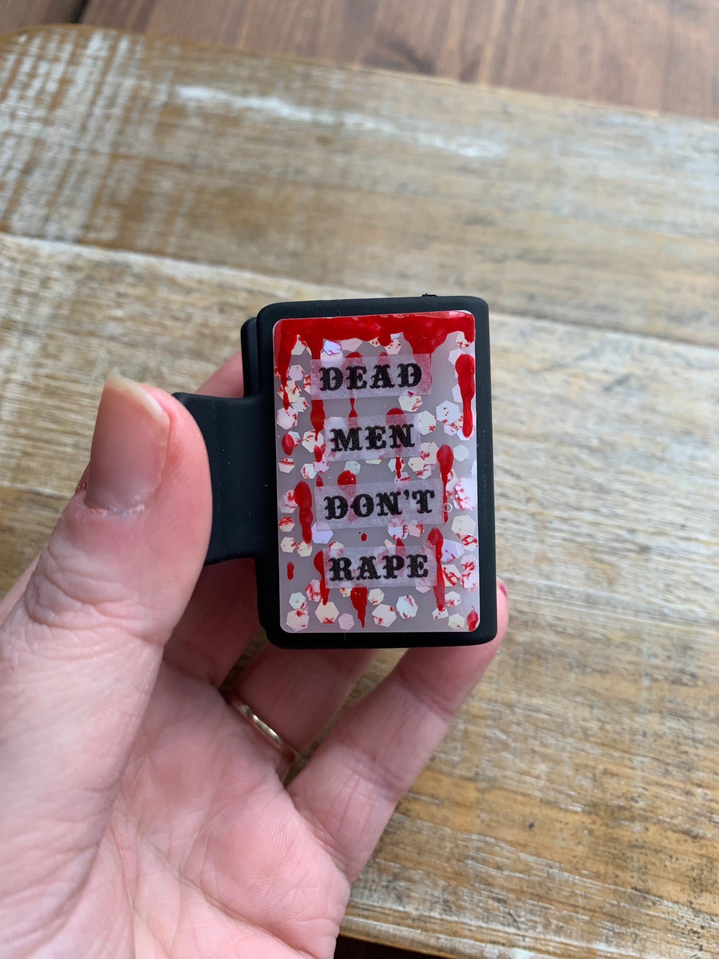 Dead Men Don’t Rape Resin Small Hair Claw Bloody Feminist Glitter Hair Clip Accessory