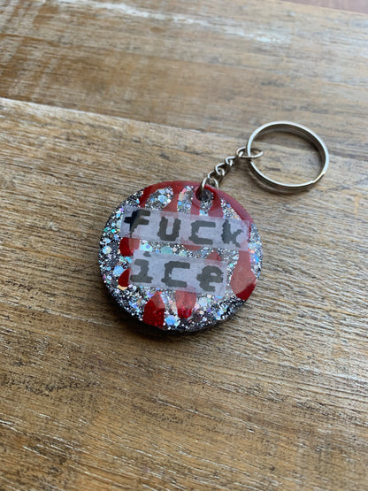 Fuck Ice Gothic Bloody Resin Leftist Keychain