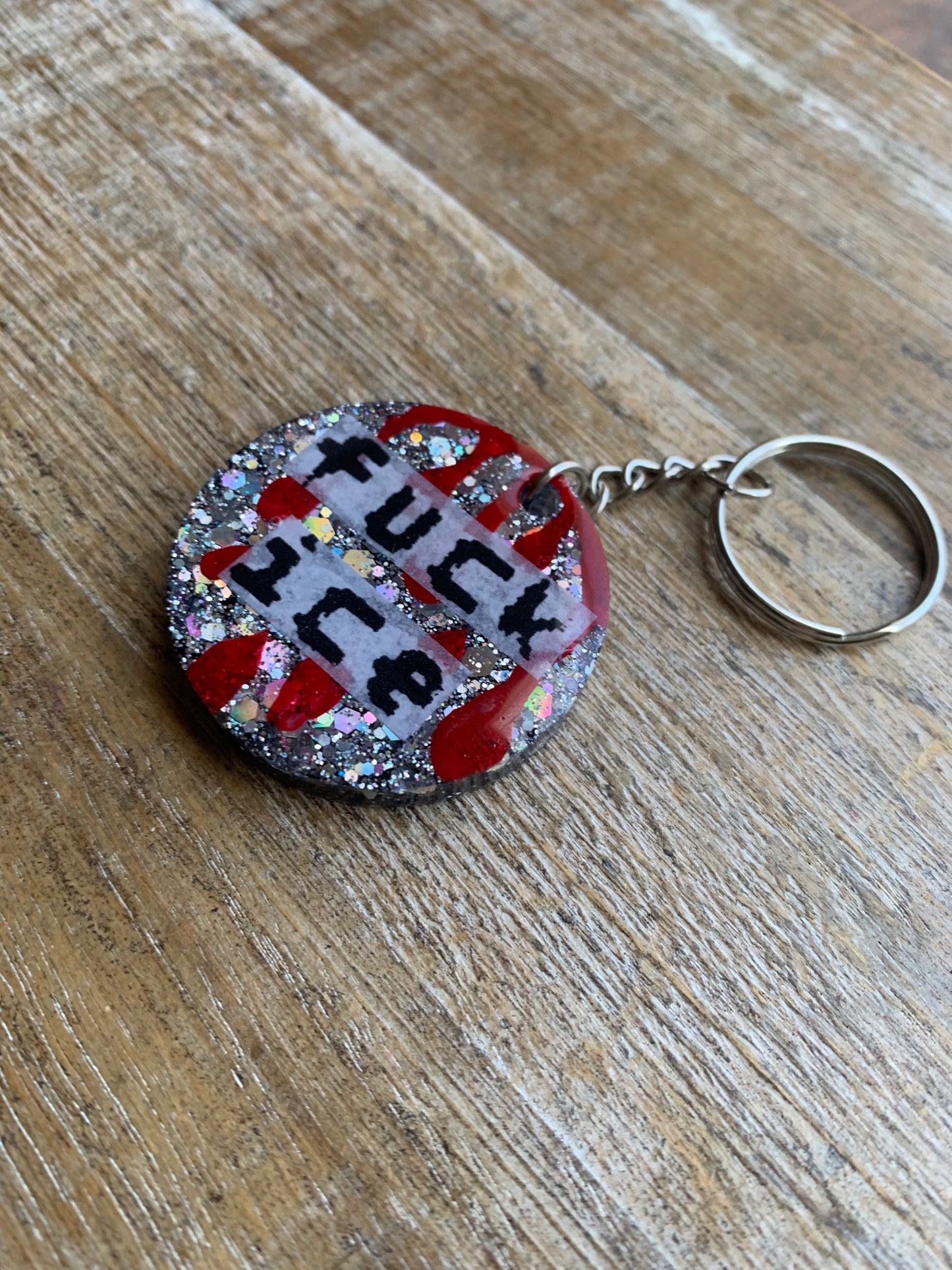 Fuck Ice Gothic Bloody Resin Leftist Keychain