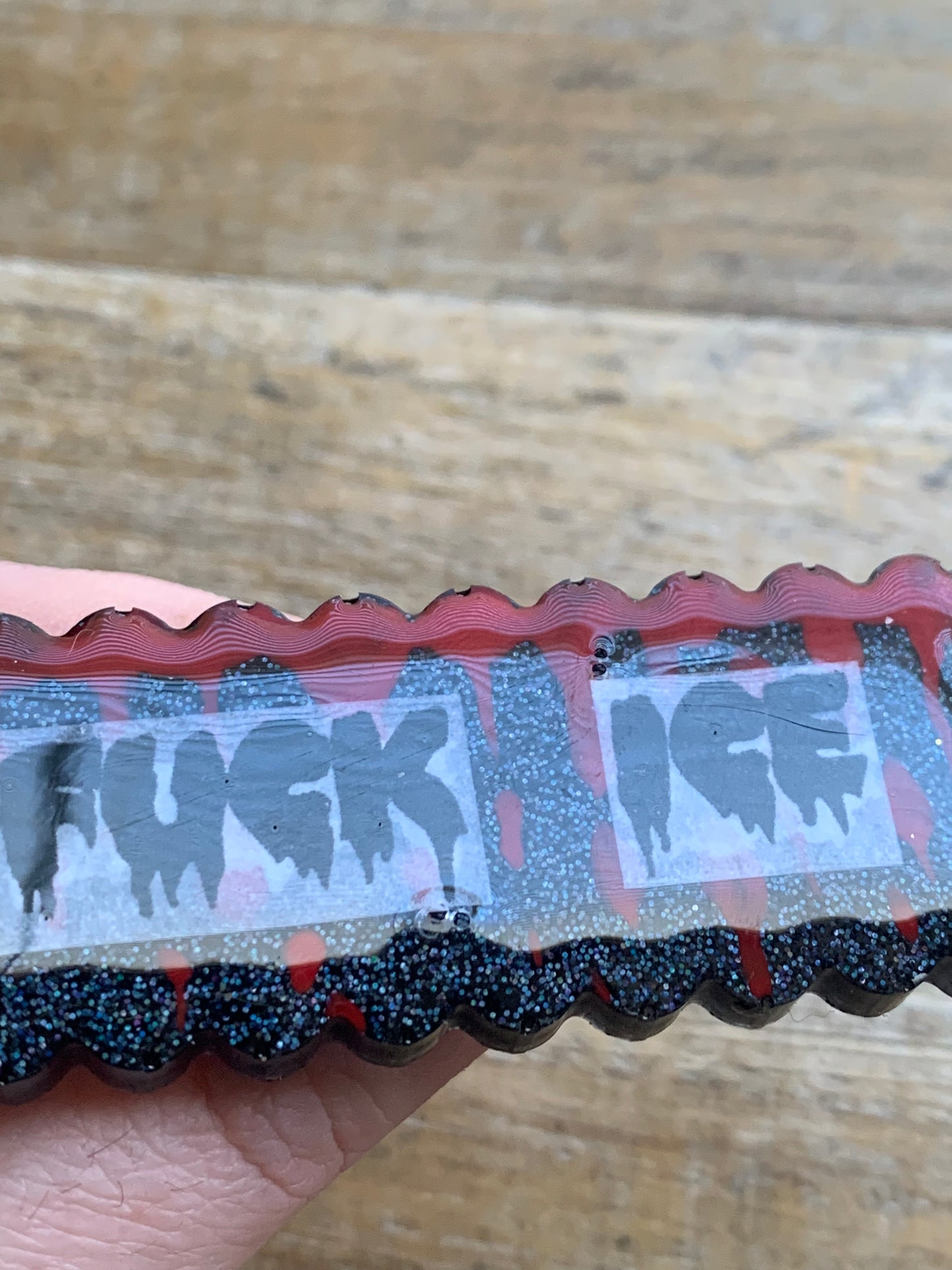 As-Is Fuck Ice Bloody Gothic Glitter Pin Brooch Resin Anti Ice Protest Statement Pin Hand-Painted