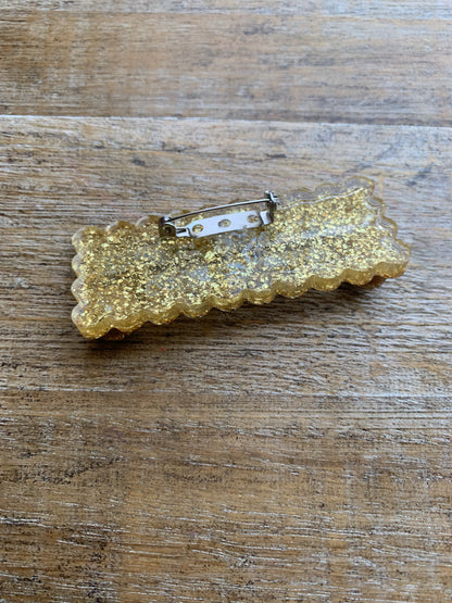 MAGA Is A Terrorist Organization Gold Glitter Pin Brooch Resin Anti Trump Protest Statement Pin