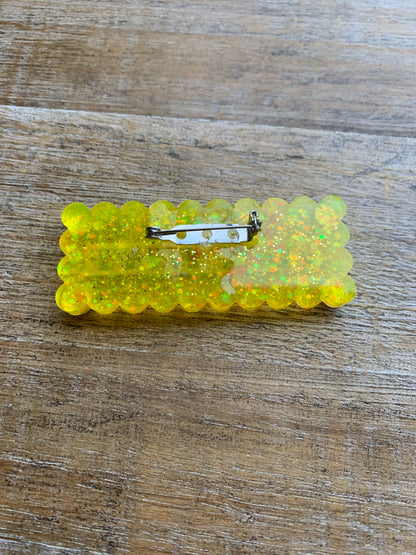 Fuck Trump Yellow Glitter Pin Brooch Resin Anti Trump Fuck MAGA Protest Statement Pin