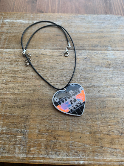 Feminist AF Heart Necklace Daisy Feminist Iridescent Corded Necklace