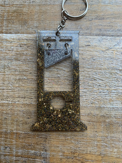 Guillotine Eat the Rich Keychain Gold & Black Keyring