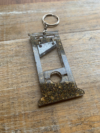 Guillotine Eat the Rich Keychain Gold & Black Keyring
