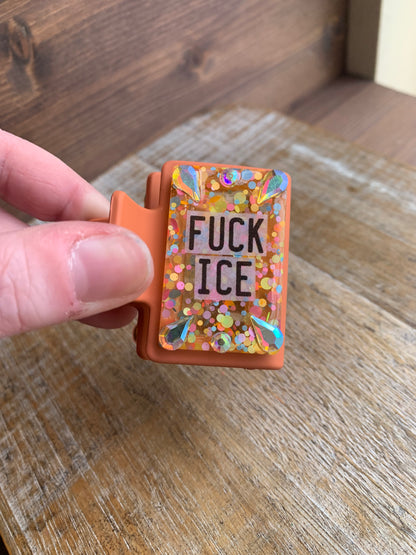 Fuck Ice Resin Small Hair Claw Anti-Ice Leftist Glitter Hair Clip Accessory