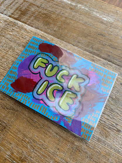 Original ACEO Acrylic Painting 2.5x3.5 Anti ICE “Fuck Ice”