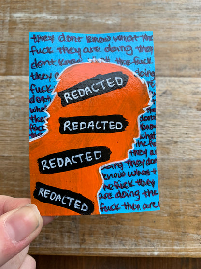 Original ACEO Acrylic Painting 2.5x3.5 Anti Trump “Incompetent”