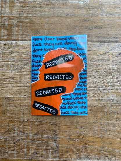 Original ACEO Acrylic Painting 2.5x3.5 Anti Trump “Incompetent”