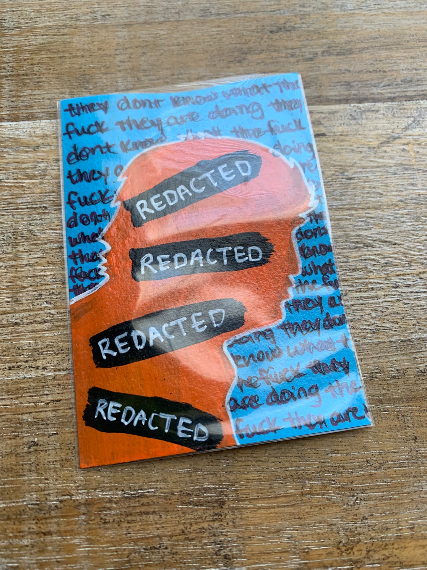 Original ACEO Acrylic Painting 2.5x3.5 Anti Trump “Incompetent”