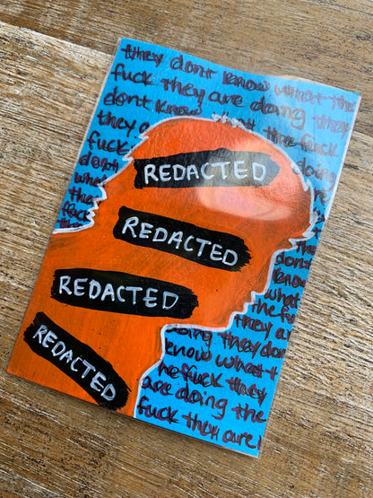 Original ACEO Acrylic Painting 2.5x3.5 Anti Trump “Incompetent”