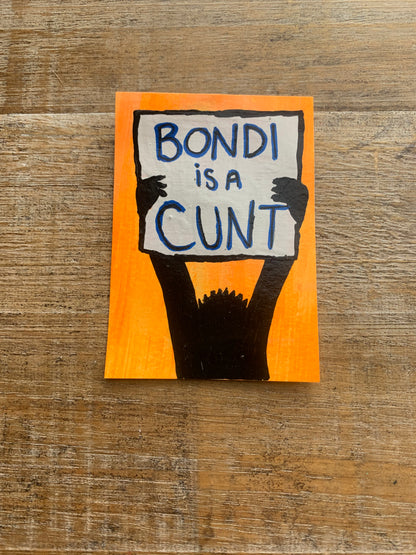 Original ACEO Acrylic Painting 2.5x3.5 Pam Bondi “The Dow is Up!”