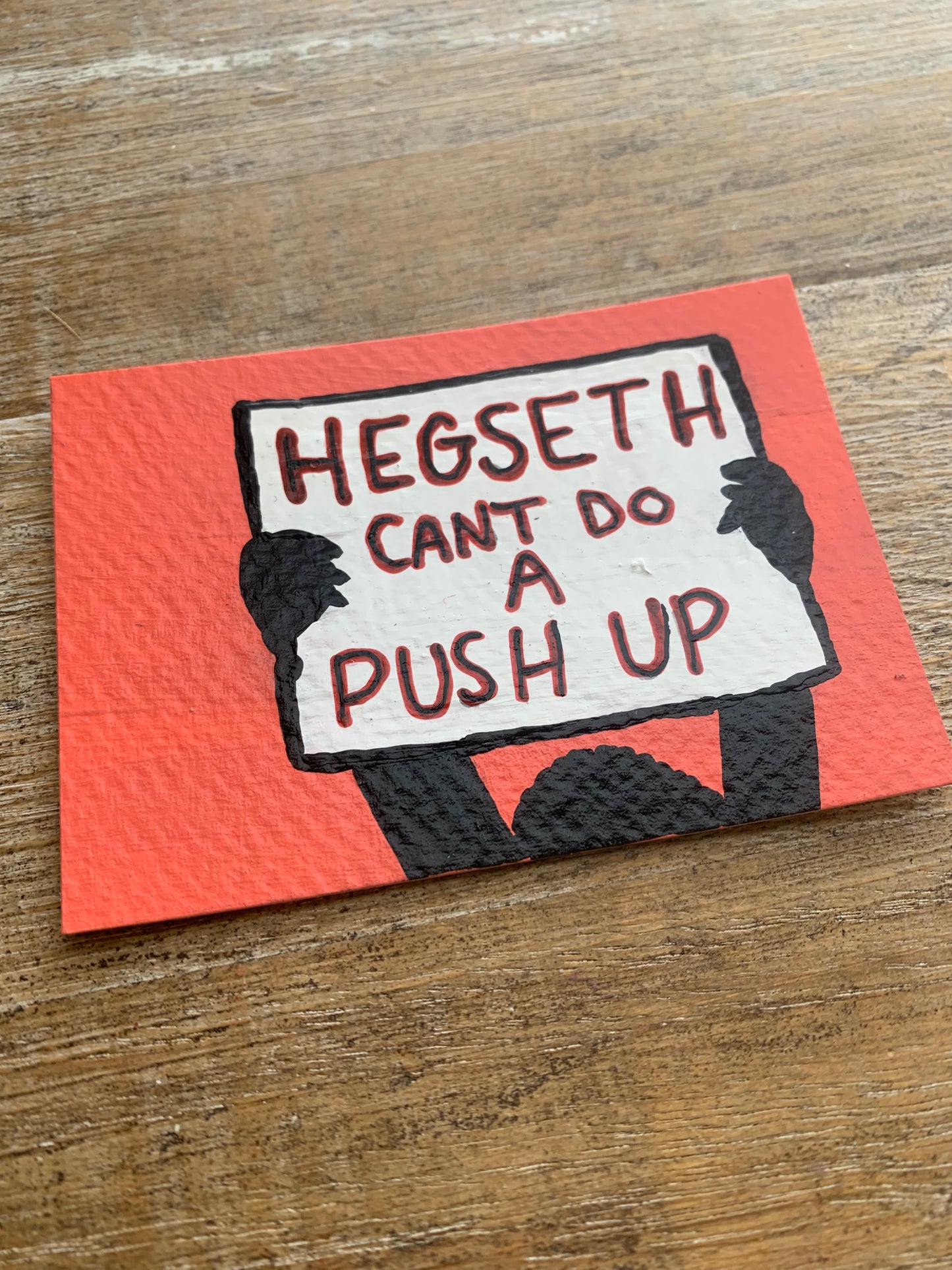 Original ACEO Acrylic Painting 2.5x3.5 Pete Hegseth “Weak Ass Bitch”