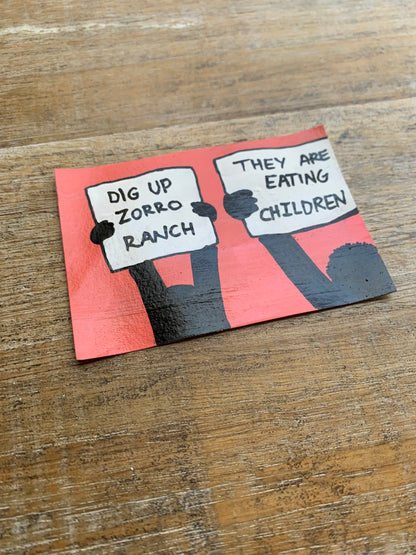 Original ACEO Acrylic Painting 2.5x3.5 Zorro Ranch New Mexico “Where are the Bodies?”