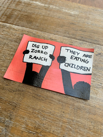 Original ACEO Acrylic Painting 2.5x3.5 Zorro Ranch New Mexico “Where are the Bodies?”