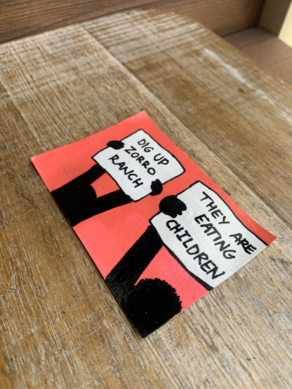 Original ACEO Acrylic Painting 2.5x3.5 Zorro Ranch New Mexico “Where are the Bodies?”