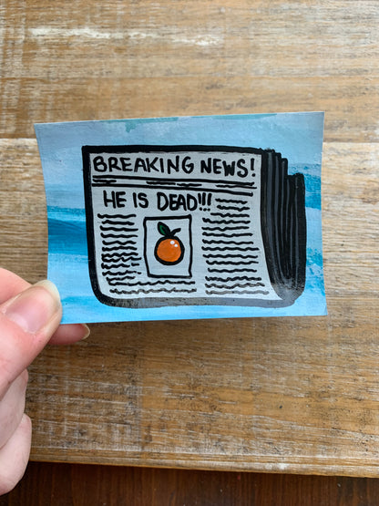 Original ACEO Acrylic Painting 2.5x3.5 Newspaper Breaking News “Today’s Newspaper”