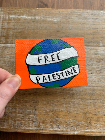 Original ACEO Acrylic Painting 2.5x3.5 Free Palestine World Netanyahu “Free Palestine”