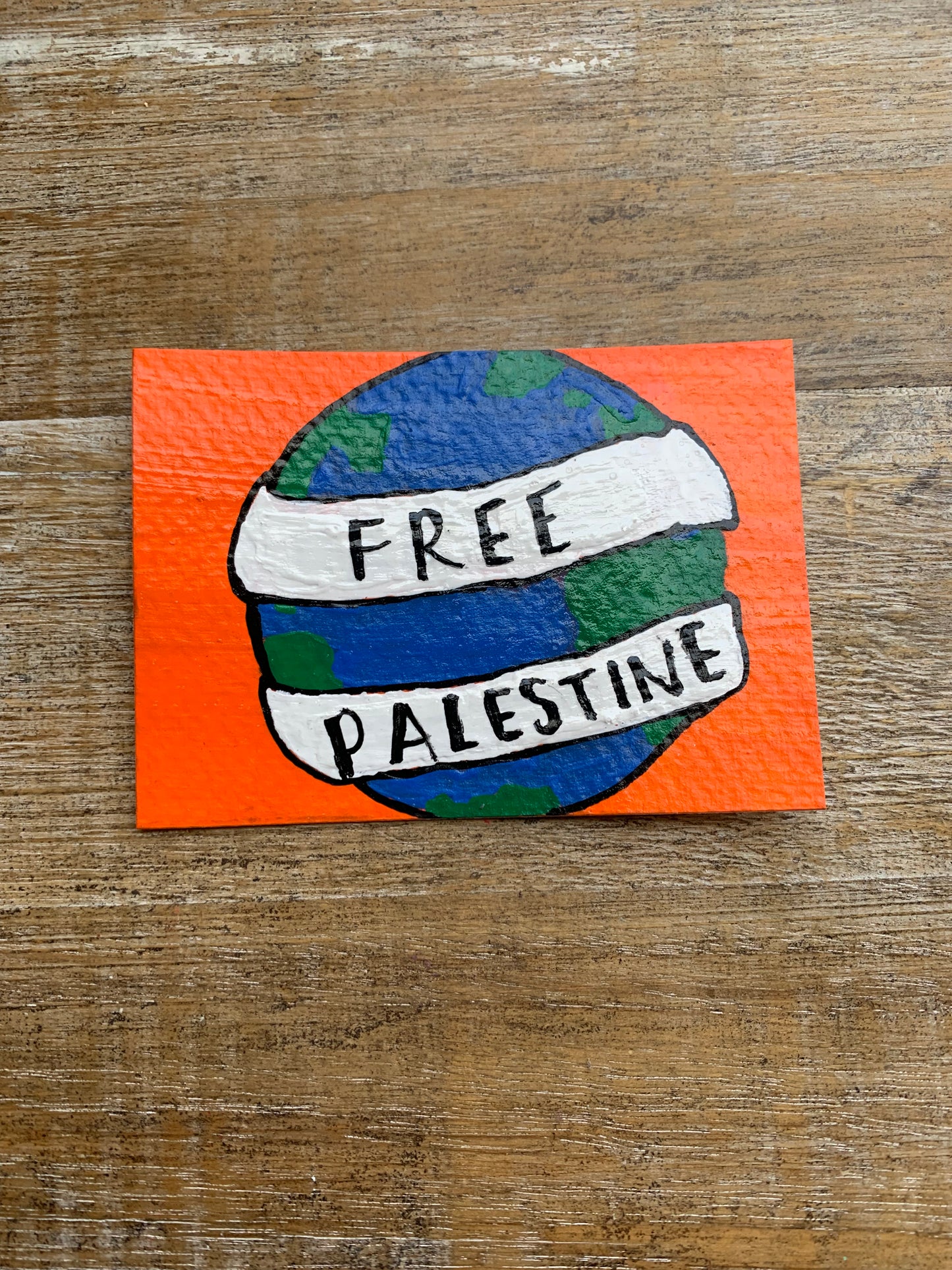 Original ACEO Acrylic Painting 2.5x3.5 Free Palestine World Netanyahu “Free Palestine”