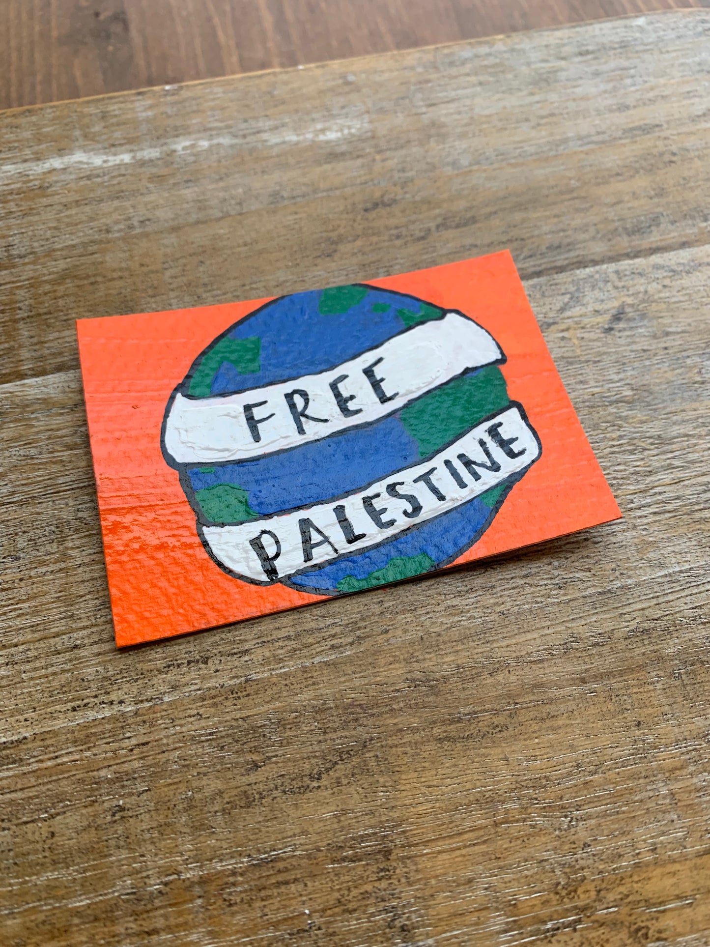 Original ACEO Acrylic Painting 2.5x3.5 Free Palestine World Netanyahu “Free Palestine”