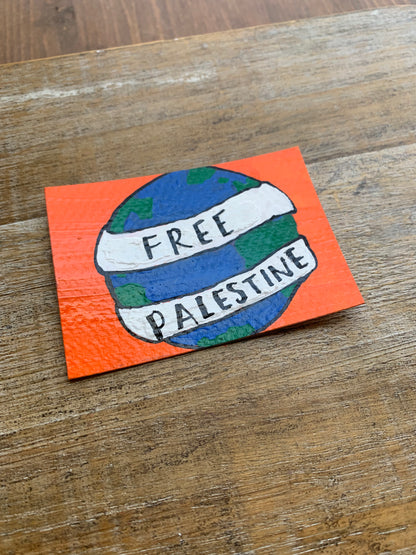 Original ACEO Acrylic Painting 2.5x3.5 Free Palestine World Netanyahu “Free Palestine”