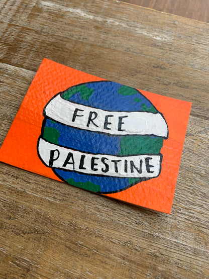 Original ACEO Acrylic Painting 2.5x3.5 Free Palestine World Netanyahu “Free Palestine”