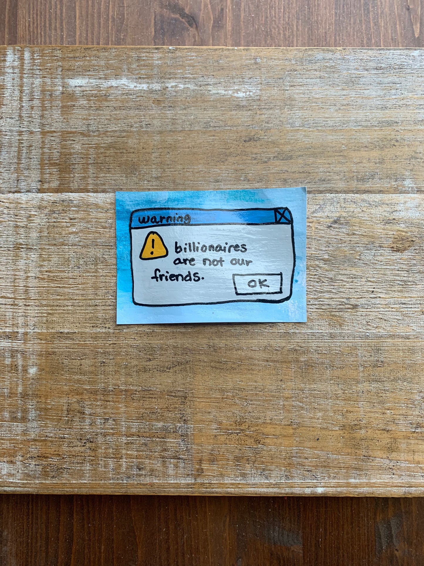 Original ACEO Acrylic Painting 2.5x3.5 Billionaires Are Not Our Friends “Warning About Billionaires”