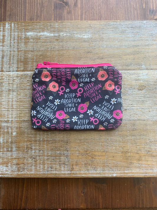 Keep Abortion Safe & Legal Pro-choice Coin Purse Roe v Wade Zipper Bag