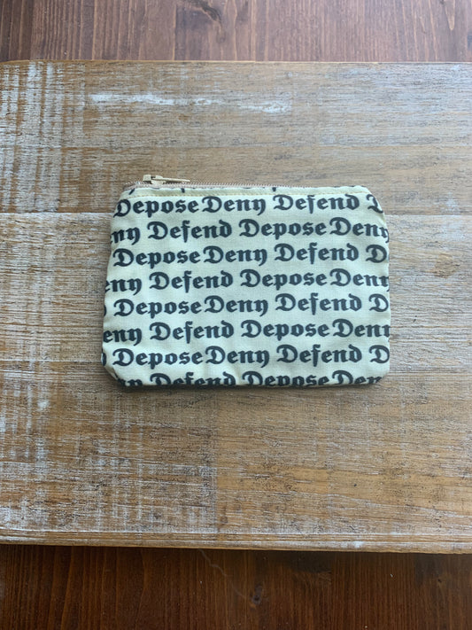Deny Defend Depose Pale Yellow Luigi Coin Purse Zipper Bag