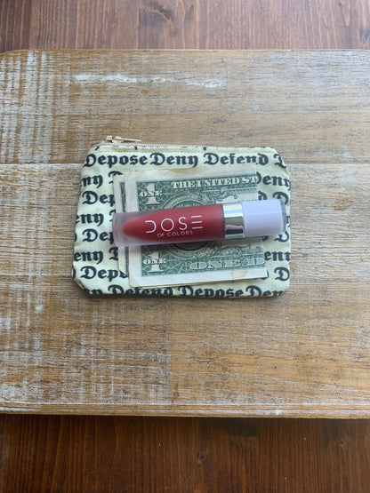 Deny Defend Depose Pale Yellow Luigi Coin Purse Zipper Bag