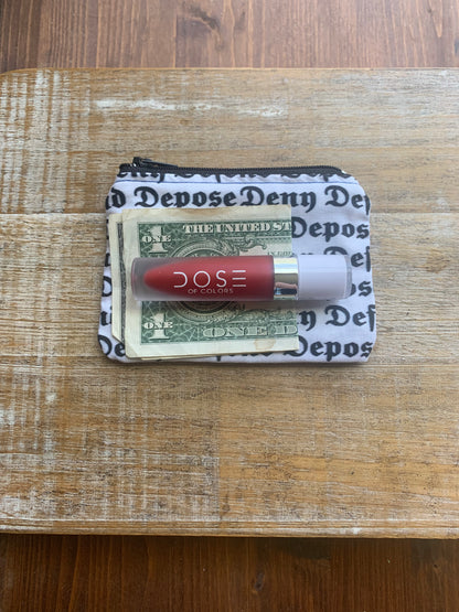 Deny Defend Depose White & Black Luigi Coin Purse Zipper Bag