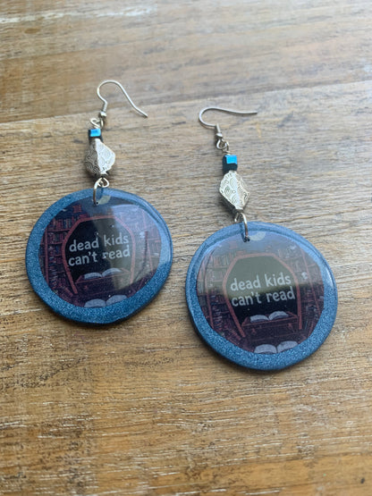 Dead Kids Can’t Read Earrings Clay Tunnel Gauge Earrings Gun Control Clip On Earrings