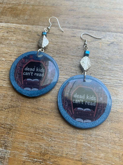Dead Kids Can’t Read Earrings Clay Tunnel Gauge Earrings Gun Control Clip On Earrings