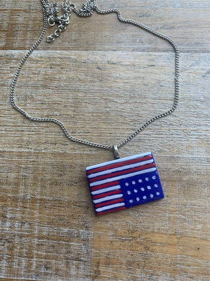 American Flag in Distress Necklace Fdt Anti-Trump America USA Flag Upside Down