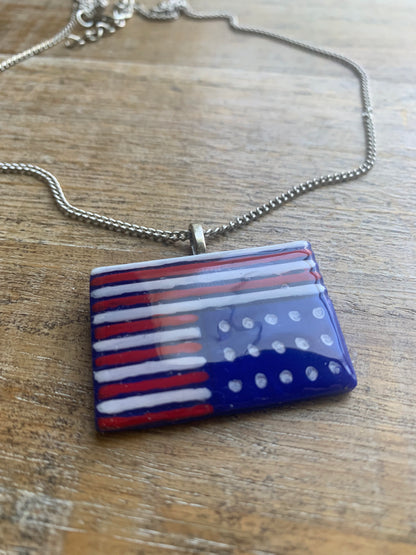 American Flag in Distress Necklace Fdt Anti-Trump America USA Flag Upside Down