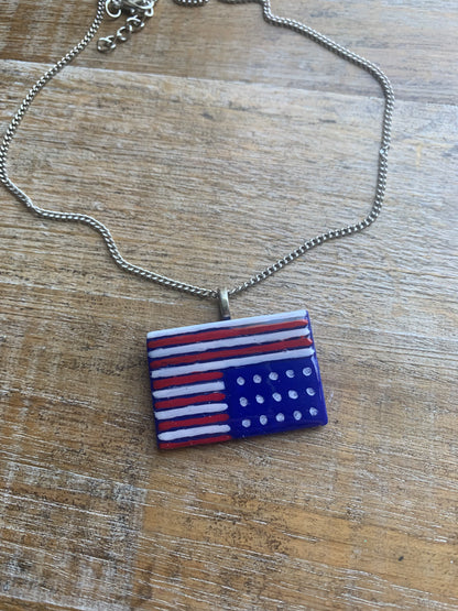 American Flag in Distress Necklace Fdt Anti-Trump America USA Flag Upside Down