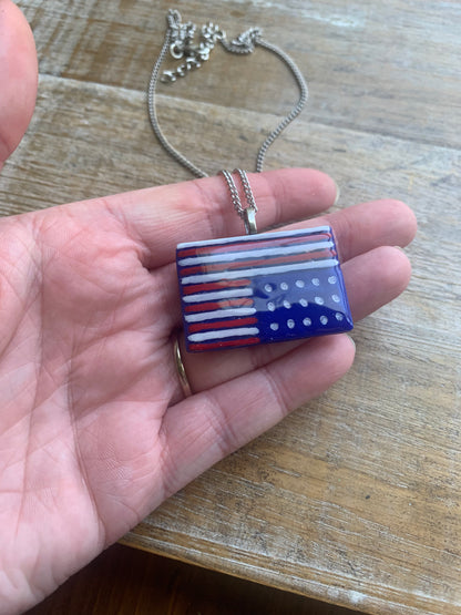 American Flag in Distress Necklace Fdt Anti-Trump America USA Flag Upside Down