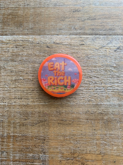 Eat The Rich Orange Mushroom Clay Magnet