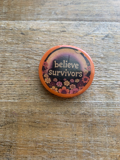 As- Is Believe Survivors Orange Floral Clay Magnet