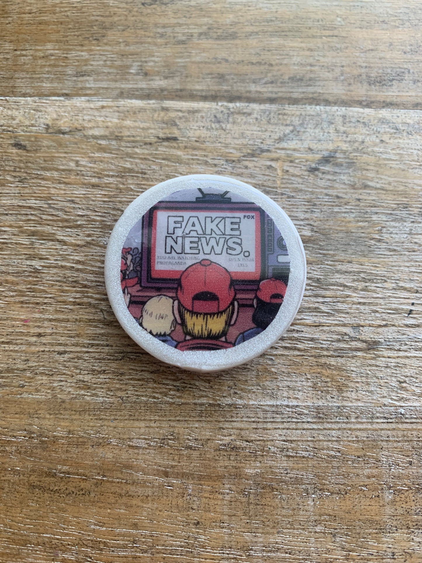 As- Is Fake Fox News Red MAGA Hat Clay Magnet