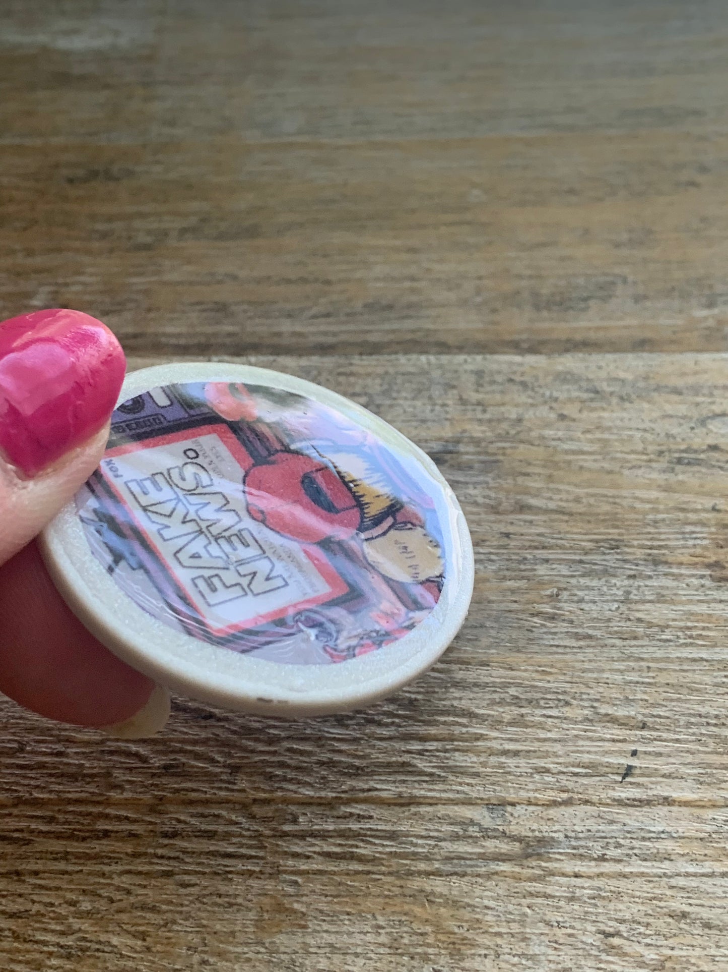 As- Is Fake Fox News Red MAGA Hat Clay Magnet