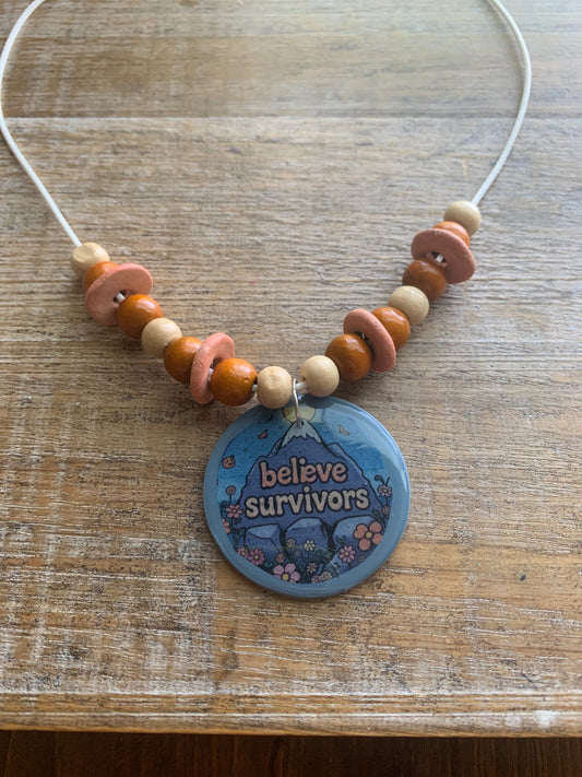 Believe Survivors Mountain Recycled Clay Necklace