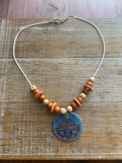Believe Survivors Mountain Recycled Clay Necklace