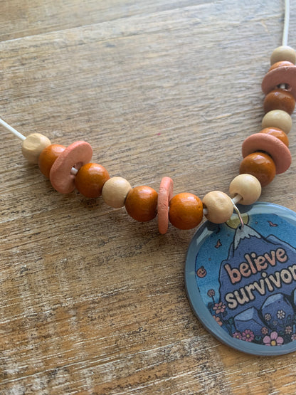 Believe Survivors Mountain Recycled Clay Necklace