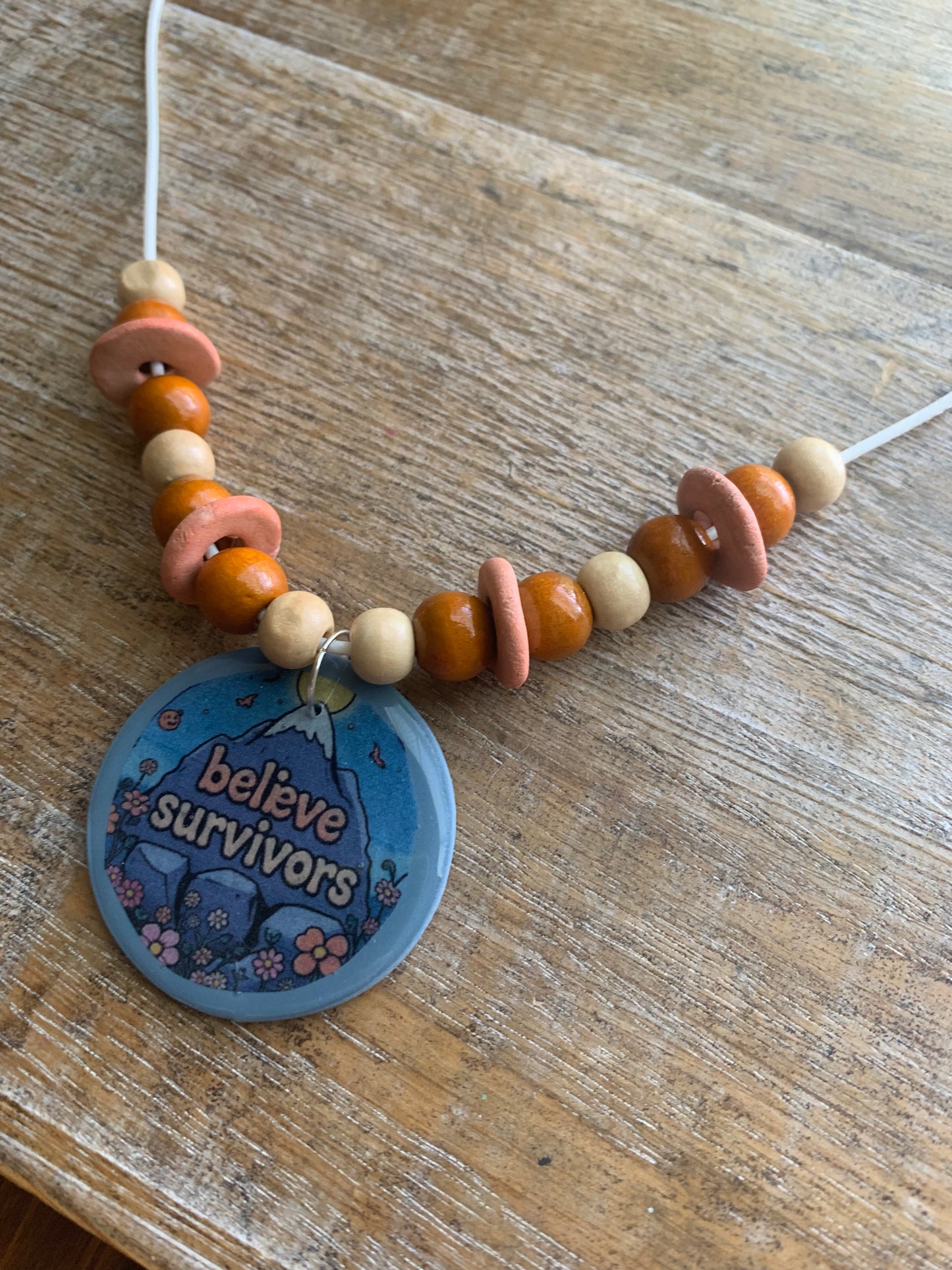 Believe Survivors Mountain Recycled Clay Necklace