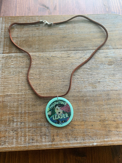 Follow Your Leader WWII Adolph Anti Fascist Necklace