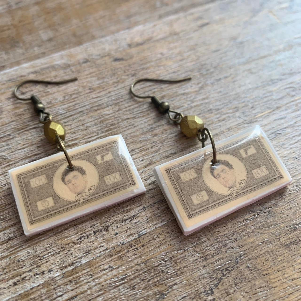 Free Luigi Money Earrings Activist Polymer Clay Revolution Clip On Earrings Ear Hangers