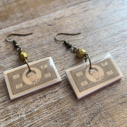 Free Luigi Money Earrings Activist Polymer Clay Revolution Clip On Earrings Ear Hangers