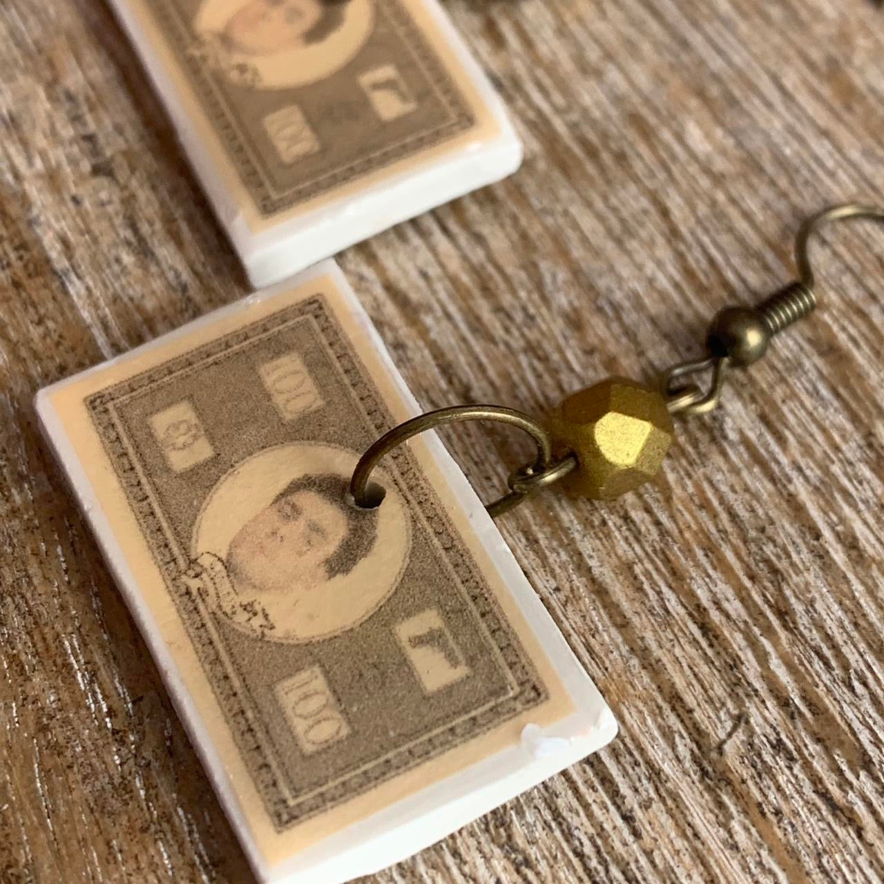 Free Luigi Money Earrings Activist Polymer Clay Revolution Clip On Earrings Ear Hangers